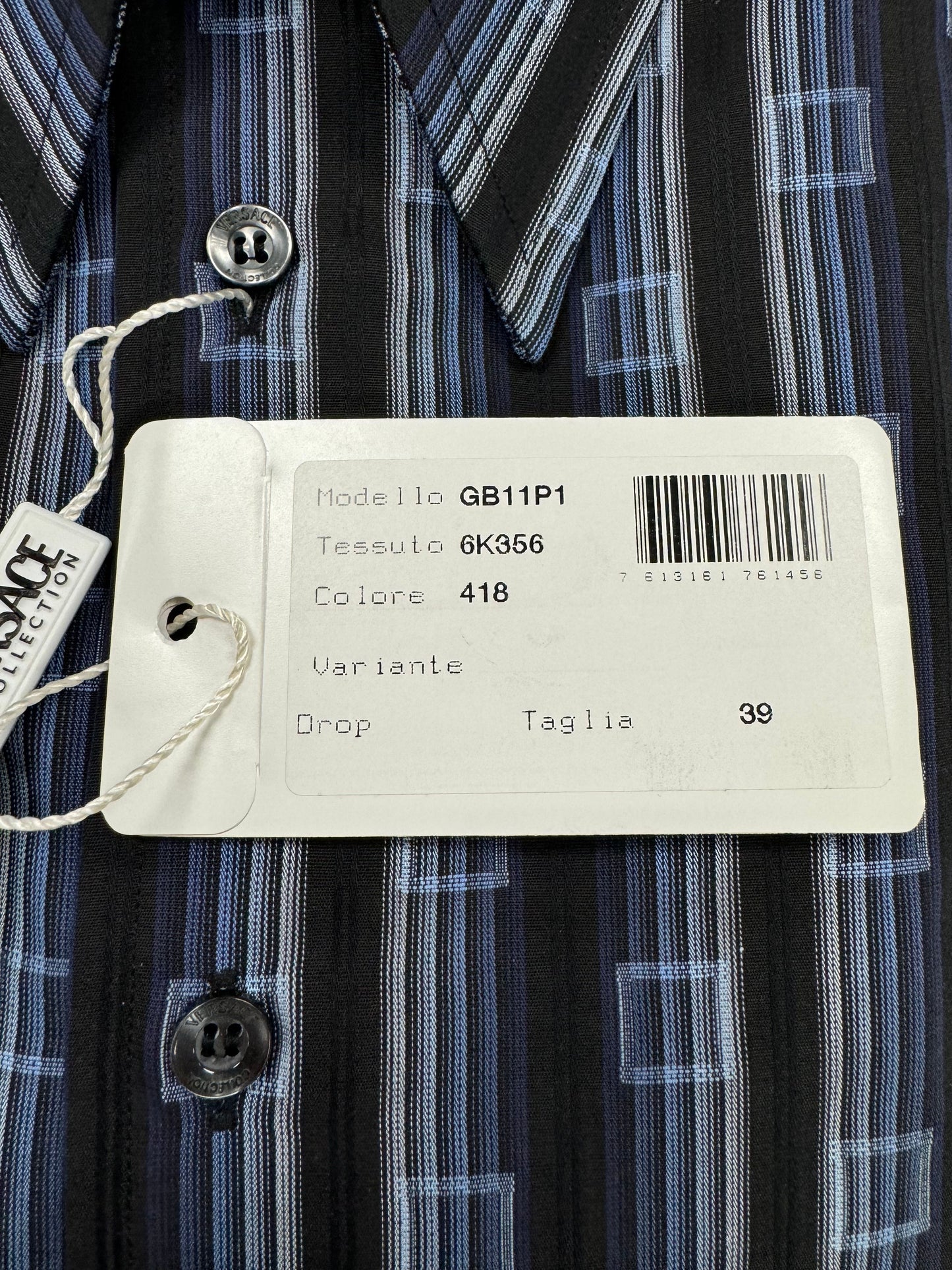 Versace Box Striped Dress Shirt Blue