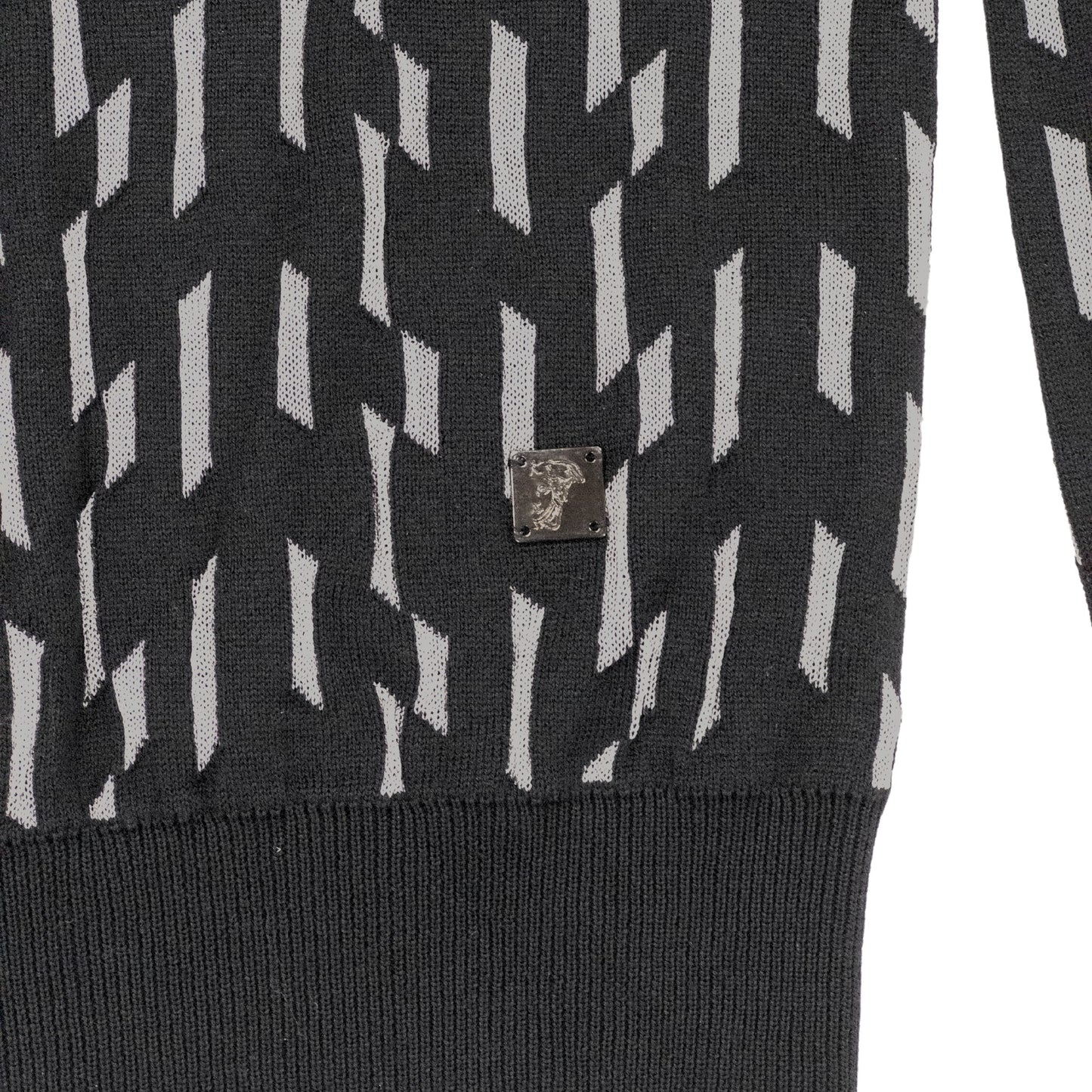 Versace Black V-Neck Striped Sweater