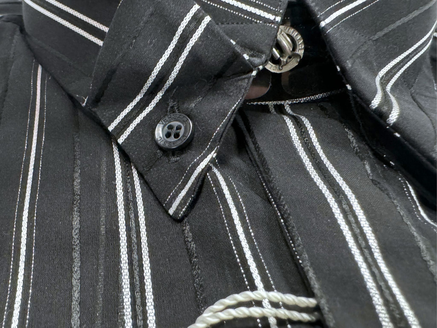 Versace Black & Silver Pinstripe Dress Shirt