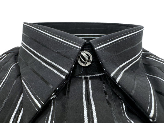 Versace Black & Silver Pinstripe Dress Shirt