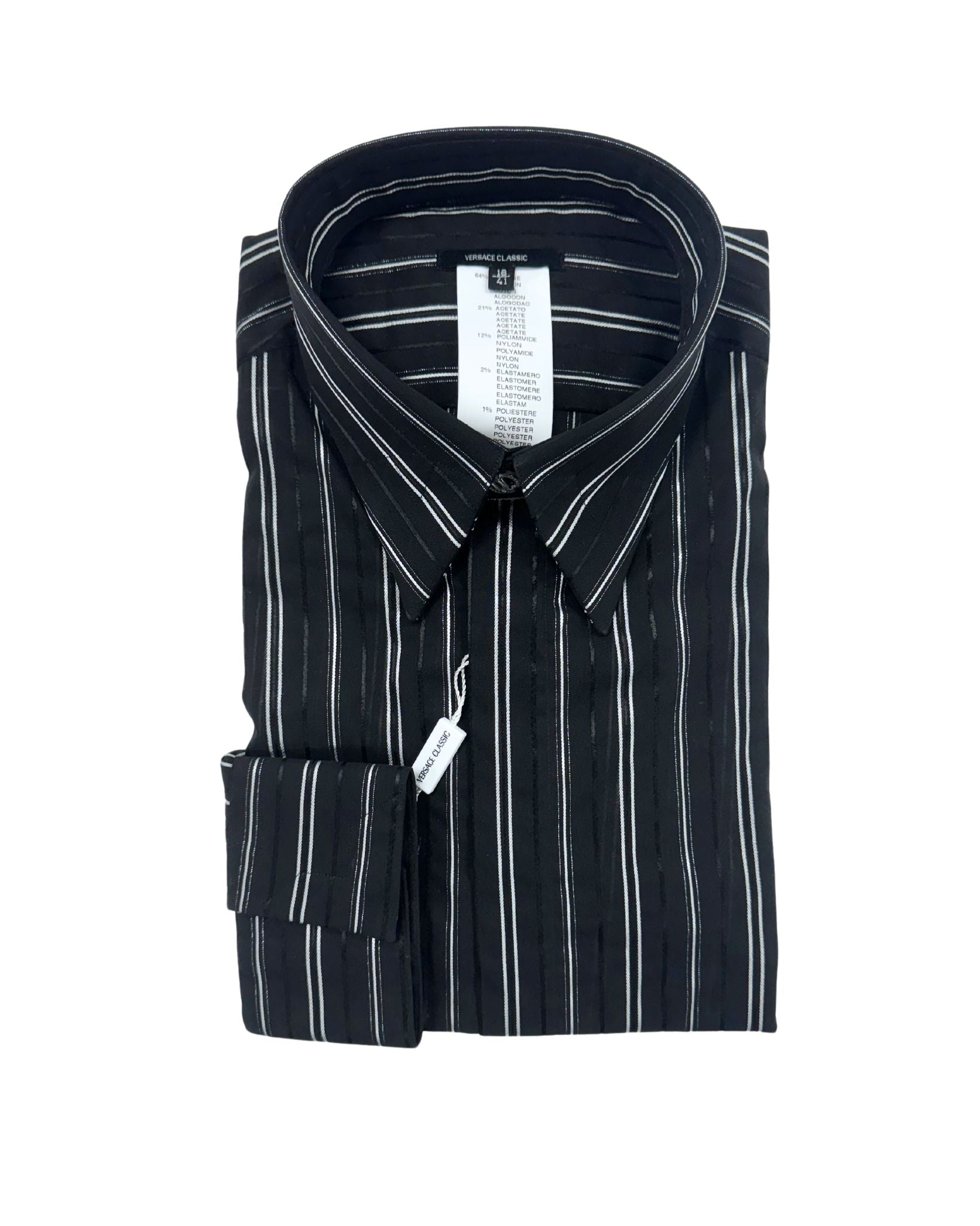 Versace Black & Silver Pinstripe Dress Shirt – Morovati Uomo Versace Black & Silver Pinstripe Dress Shirt – Morovati Uomo