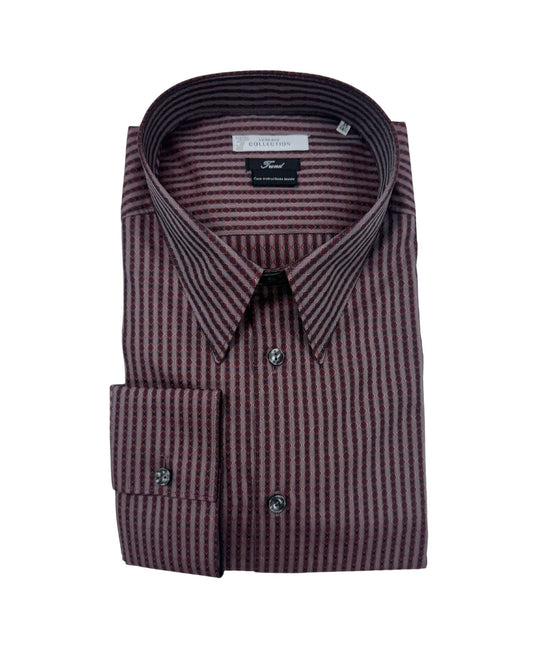 Versace Red & Brown Diamond Stripe Dress Shirt