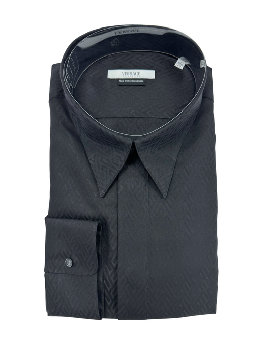 Versace Black Patterned Dress Shirt