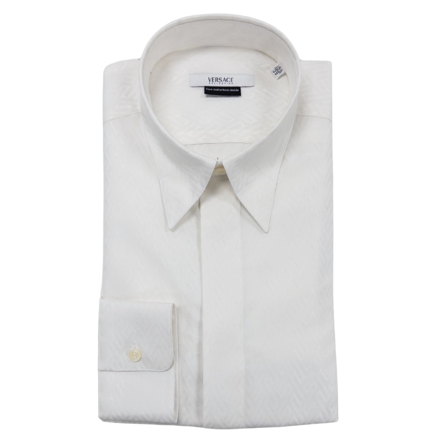 Versace Hexagonal Pattern White Dress Shirt