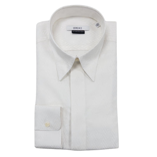 Versace Hexagonal Pattern White Dress Shirt