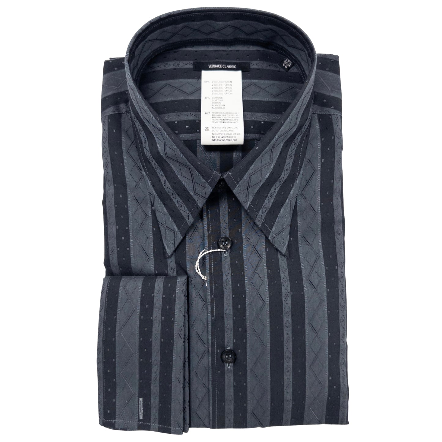 Versace Navy & Gray Diamond Dress Shirt