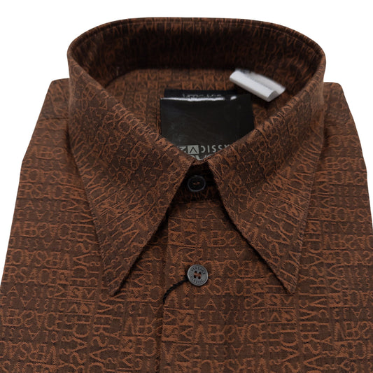 Versace Brown Logo Pattern Dress Shirt