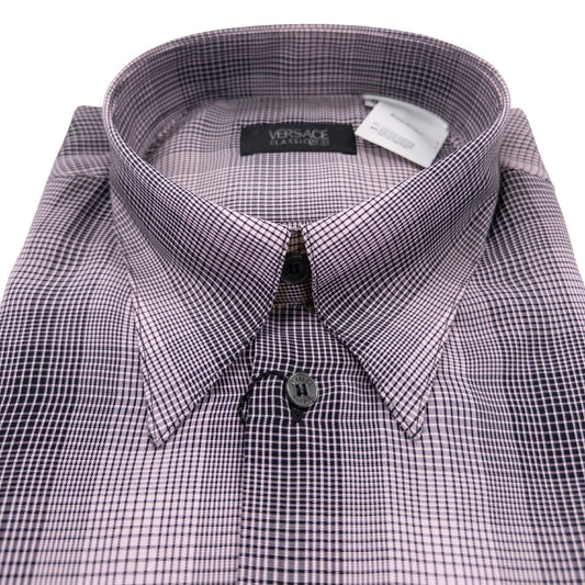 Versace Pink Plaid Dress Shirt