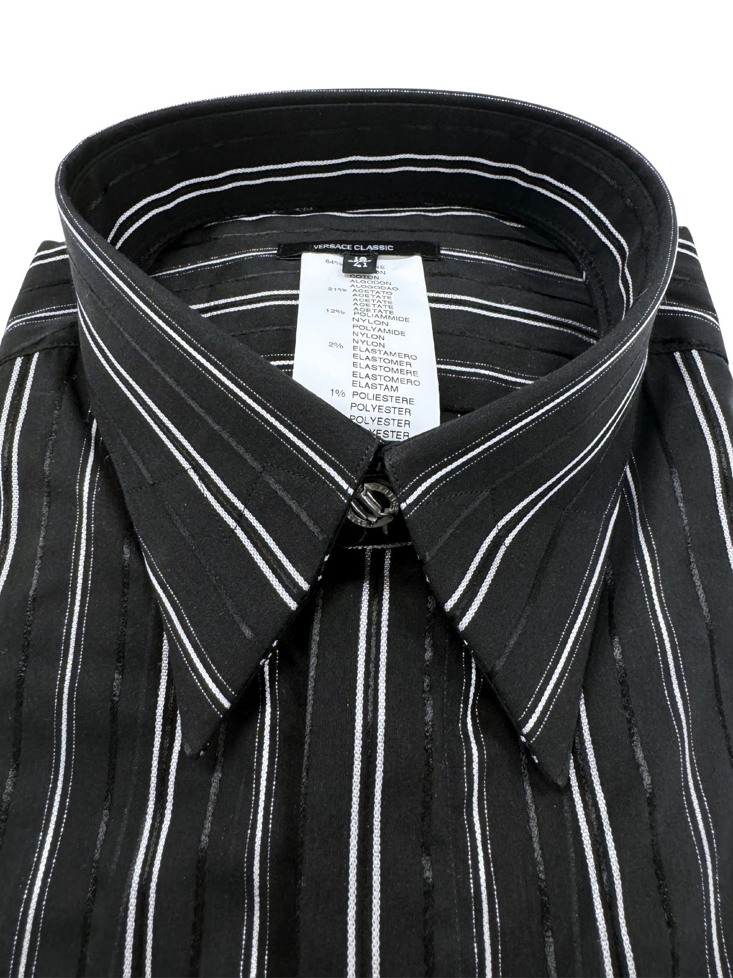 Versace Black & Silver Pinstripe Dress Shirt