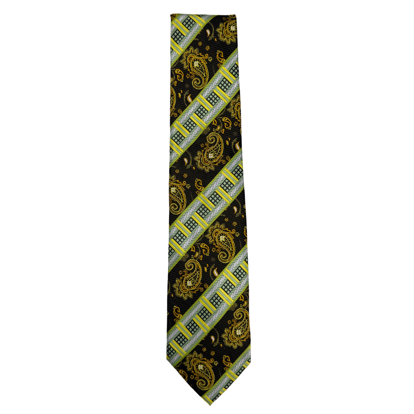 Green & Gold Paisley Checkered Tie