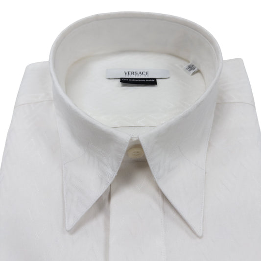 Versace Hexagonal Pattern White Dress Shirt