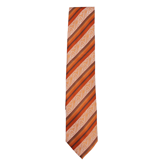Orange Striped Paisley Tie