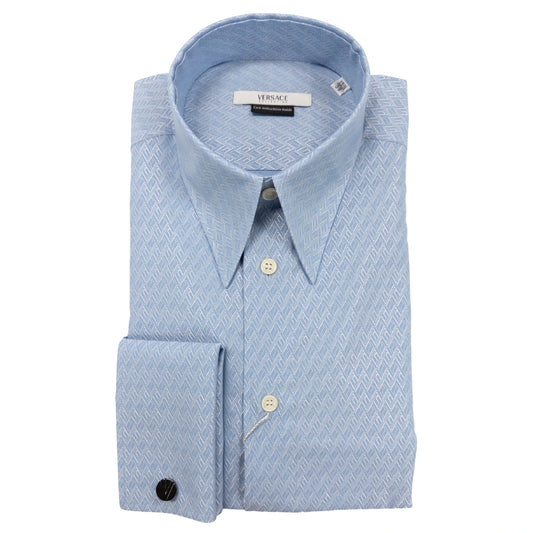 Versace Blue Detailed Dress Shirt