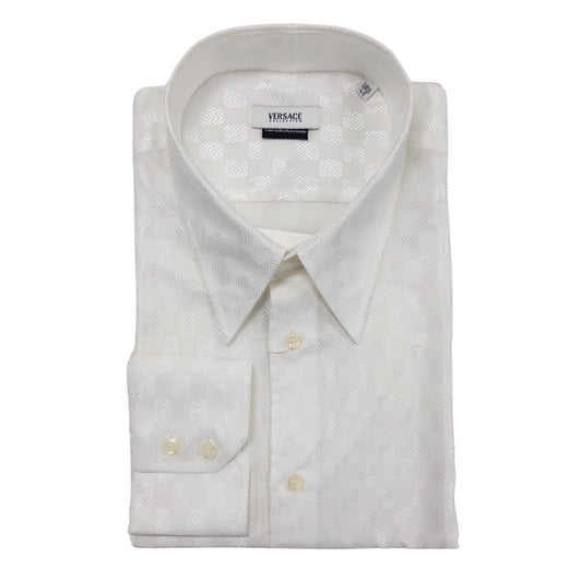 Versace Shine Checkered White Dress Shirt