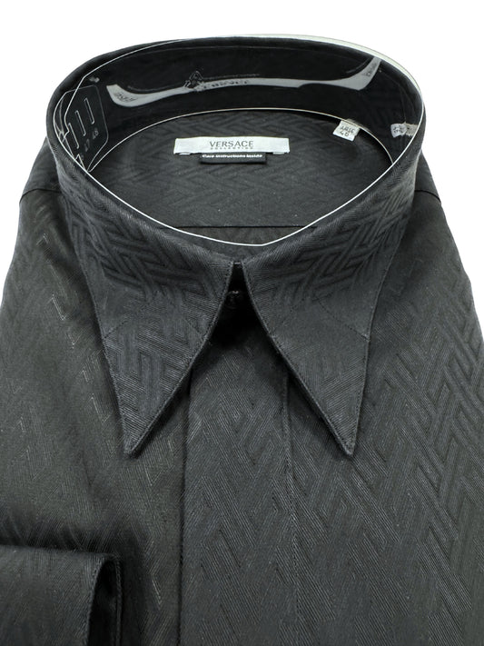 Versace Black Patterned Dress Shirt