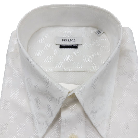 Versace Shine Checkered White Dress Shirt