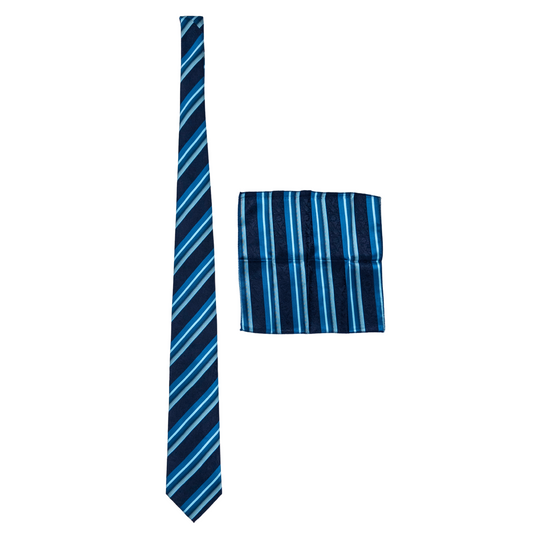 Navy Striped Paisley Tie