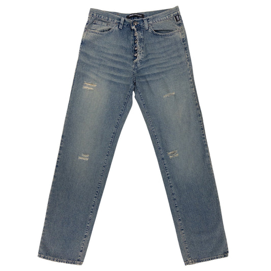Versace Distressed Jeans with Metal Jacron Label