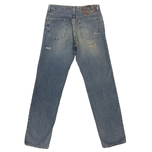 Versace Distressed Jeans with Metal Jacron Label