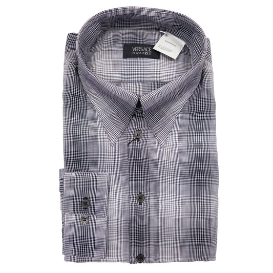 Versace Gray Plaid Dress Shirt