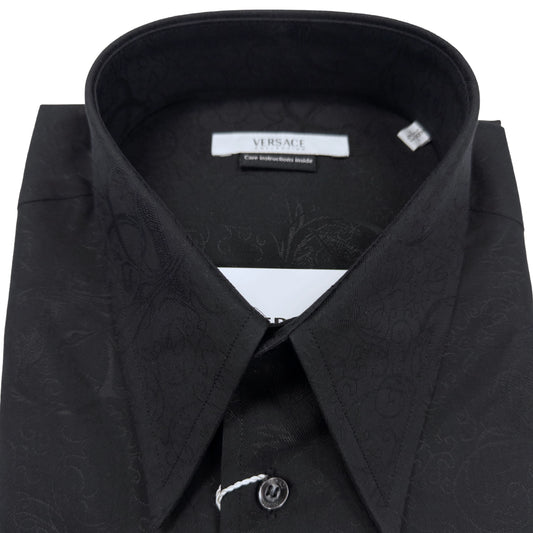 Versace Floral Black Dress Shirt