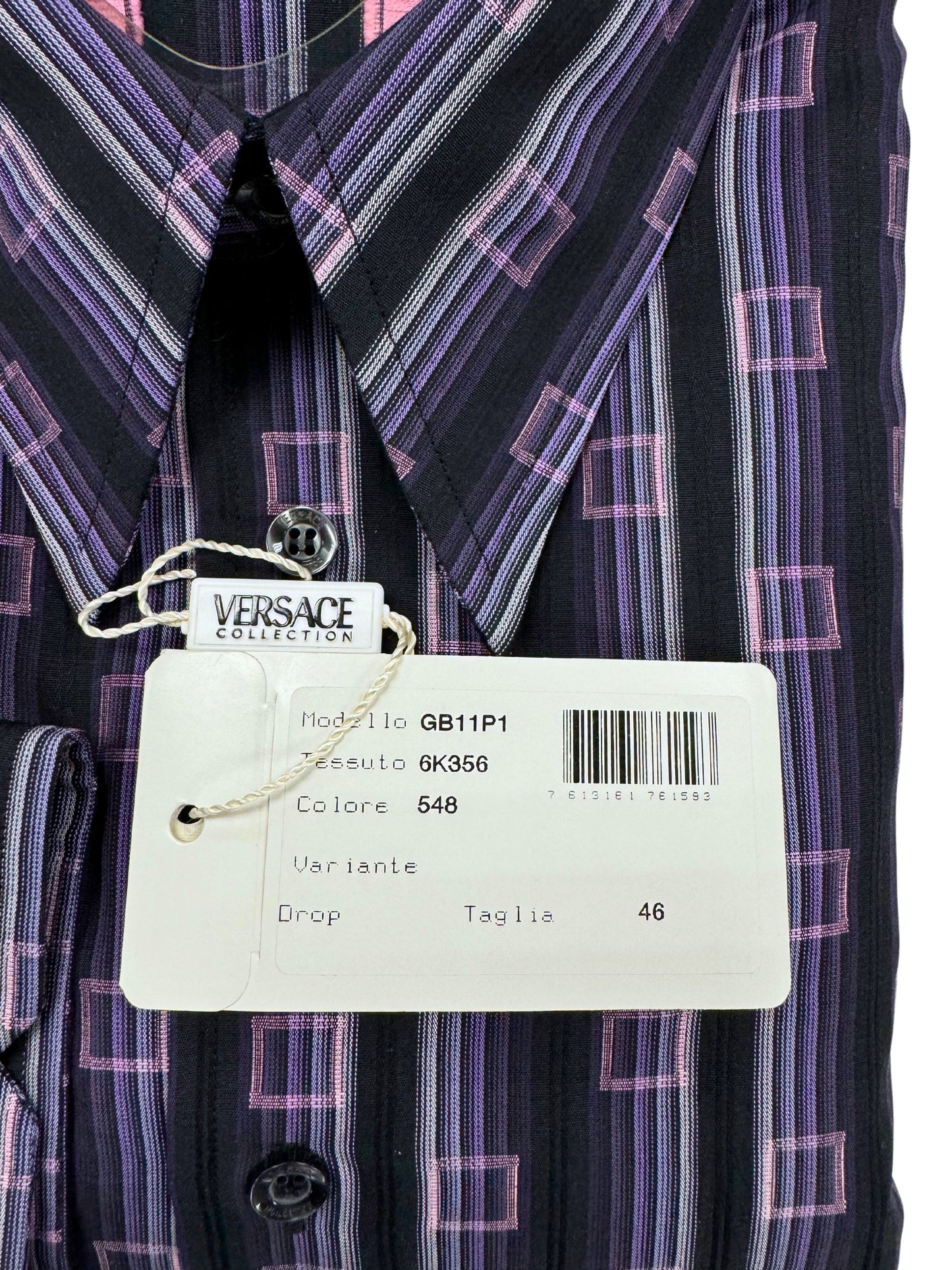 Versace Box Striped Dress Shirt Purple