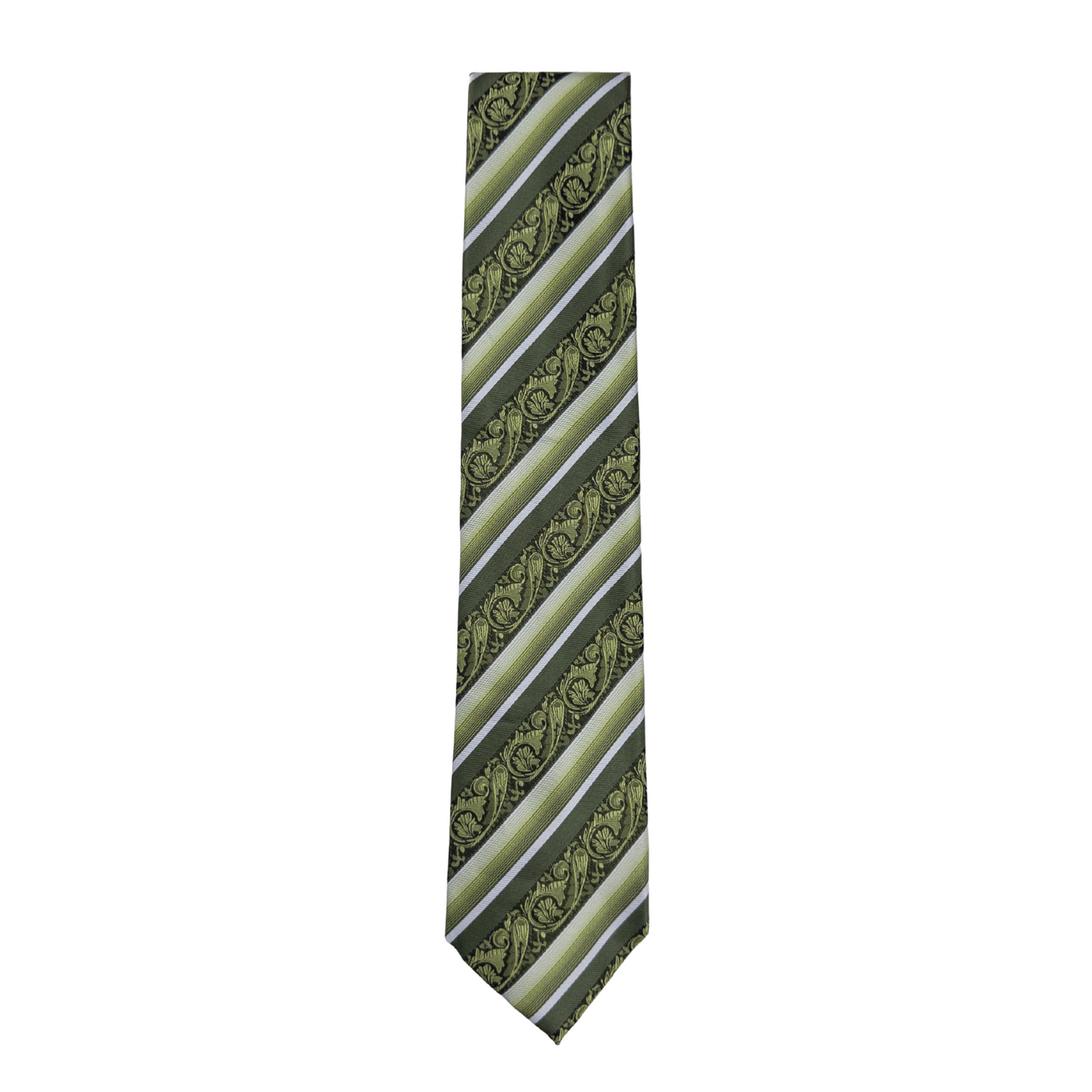 Olive Striped Paisley Tie