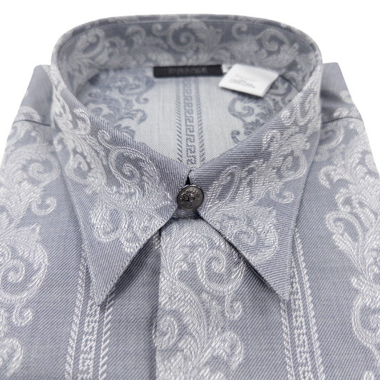 Versace Gray Floral Dress Shirt