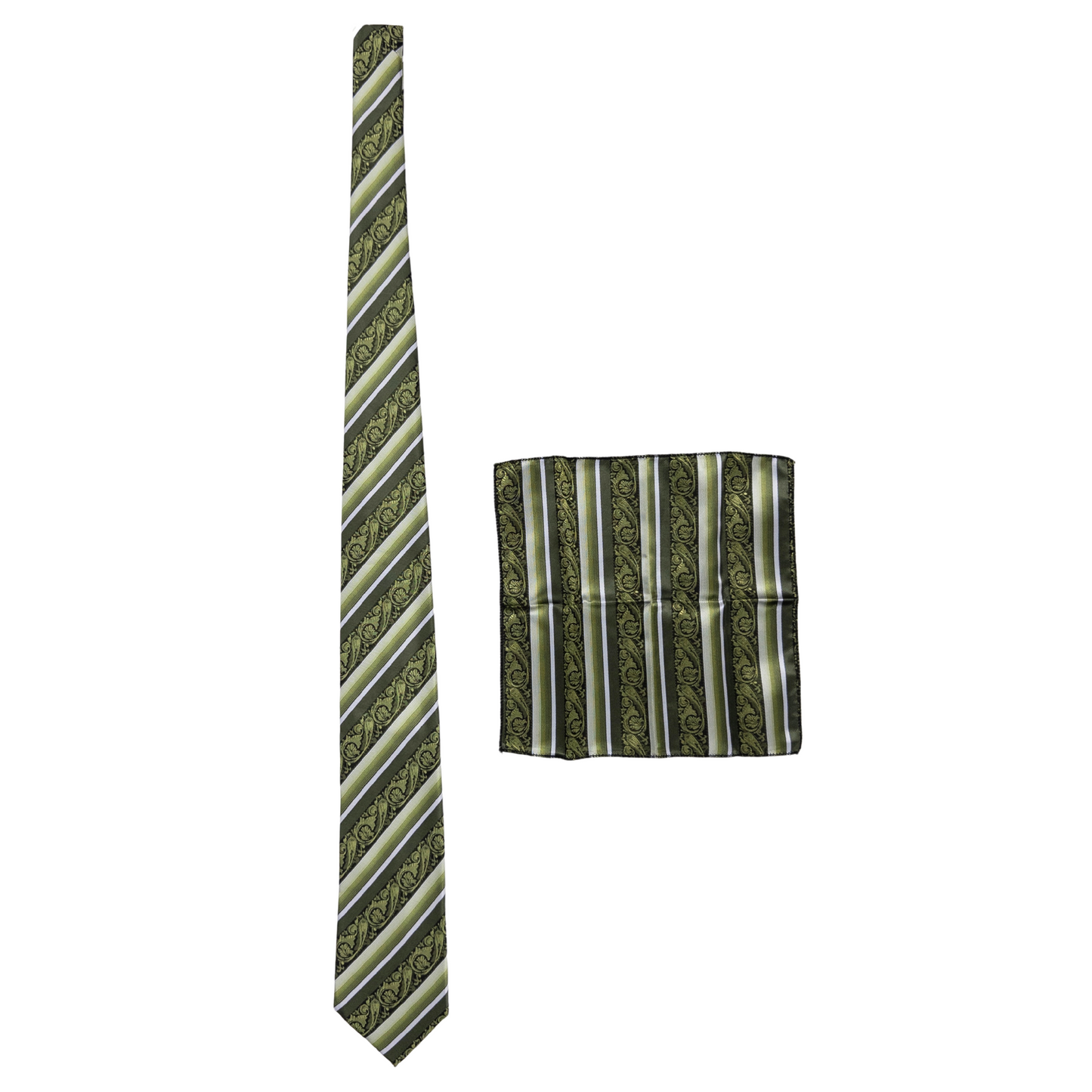 Olive Striped Paisley Tie