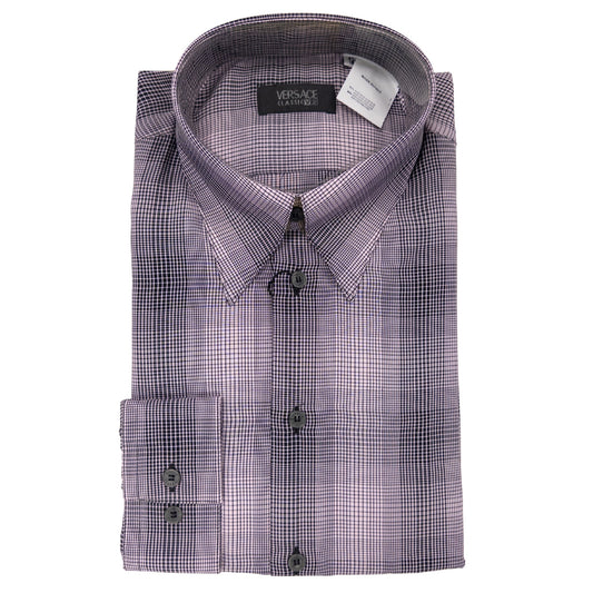 Versace Pink Plaid Dress Shirt