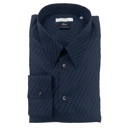 Versace Blue Diagonal Striped Dress Shirt