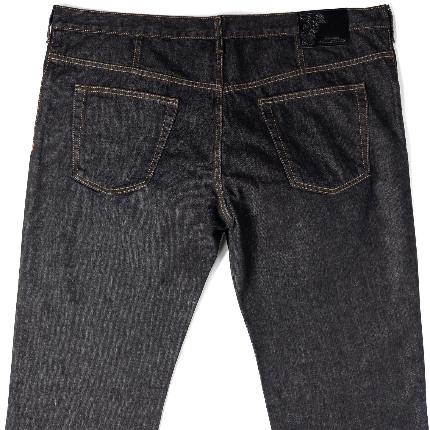 versace dark gray jeans back closeup