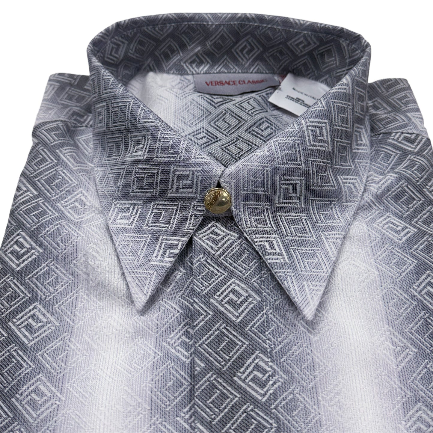 Versace Gray & White Patterned Dress Shirt