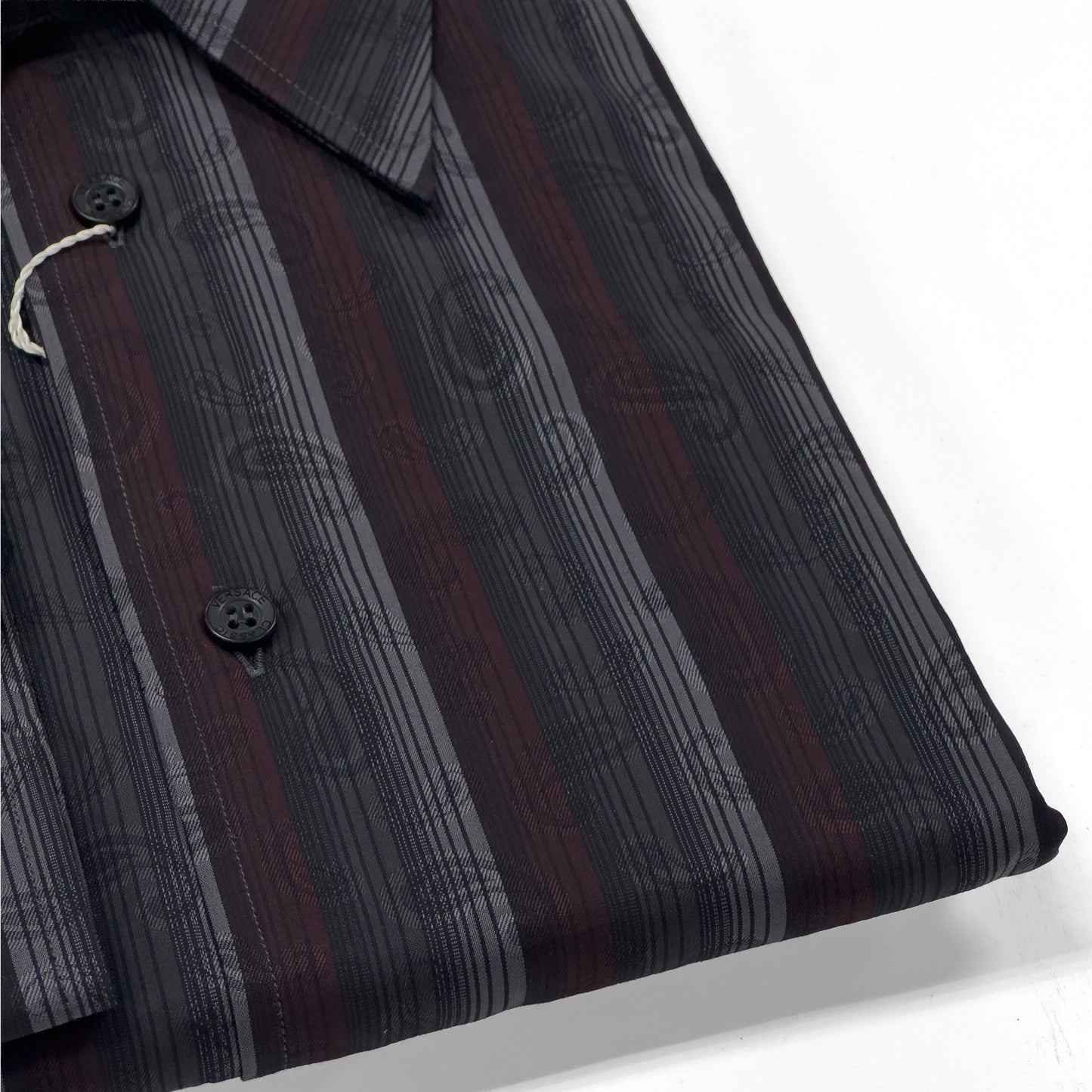 Versace Burgundy & Gray Paisley Dress Shirt