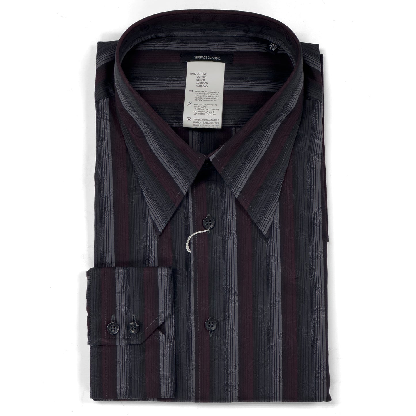 Versace Burgundy & Gray Paisley Dress Shirt