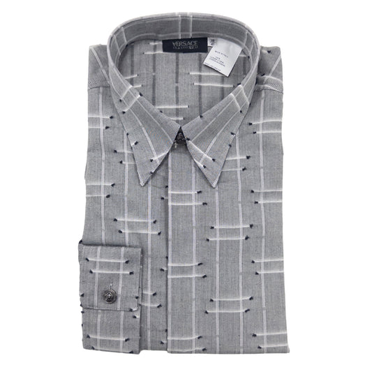 Versace Grey Striped Dress Shirt