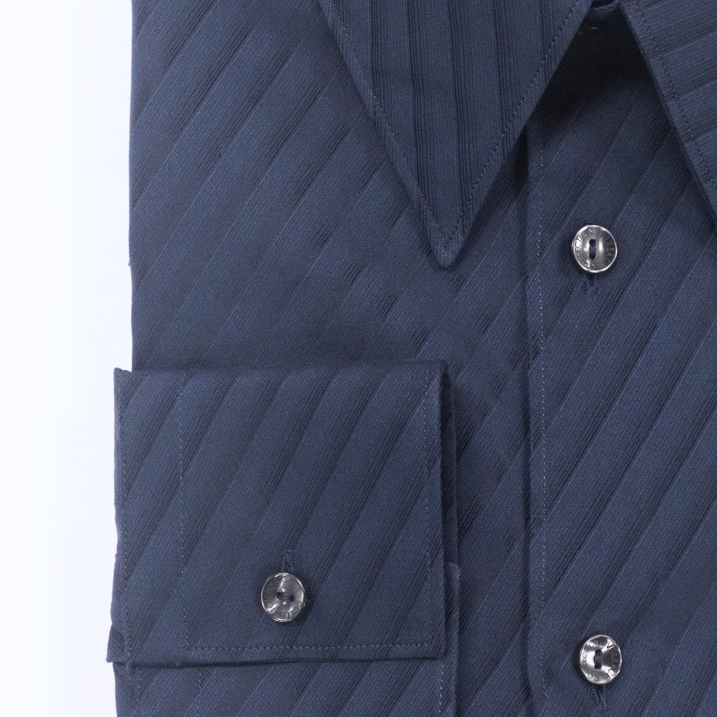 Versace Blue Diagonal Striped Dress Shirt