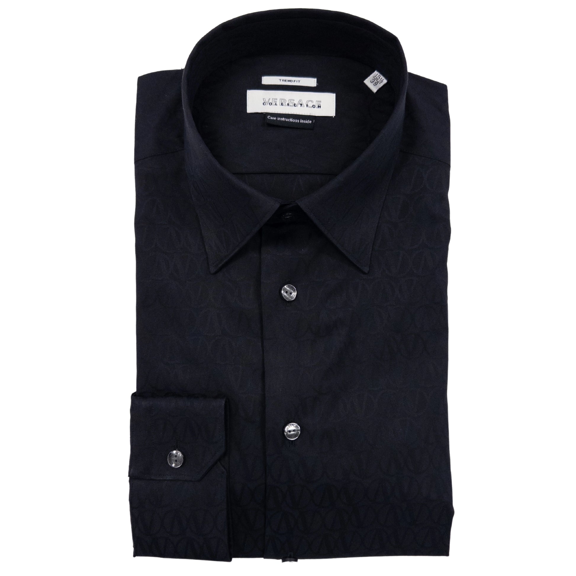 Versace V Circle Black Dress Shirt Morovati Uomo Versace V Circle Black Dress Shirt Morovati Uomo
