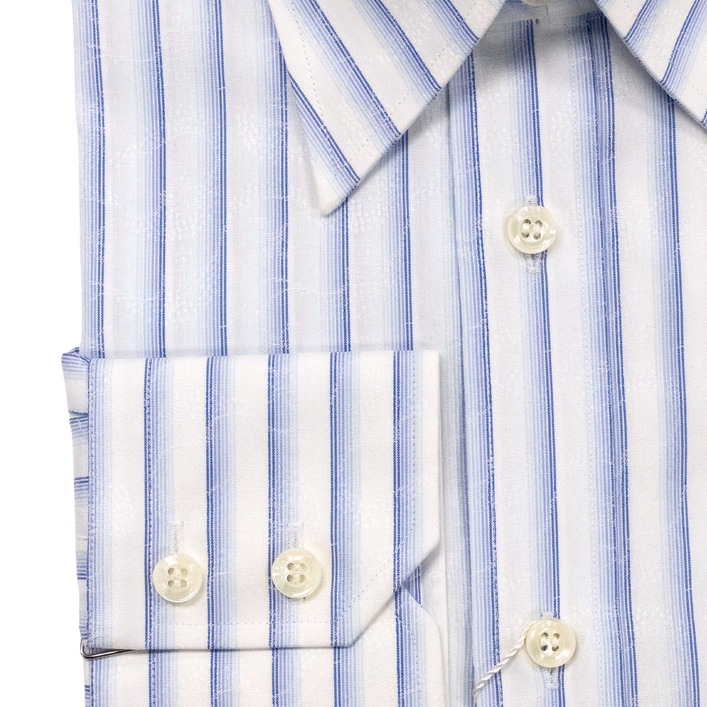 Versace White & Blue Floral Striped Dress Shirt