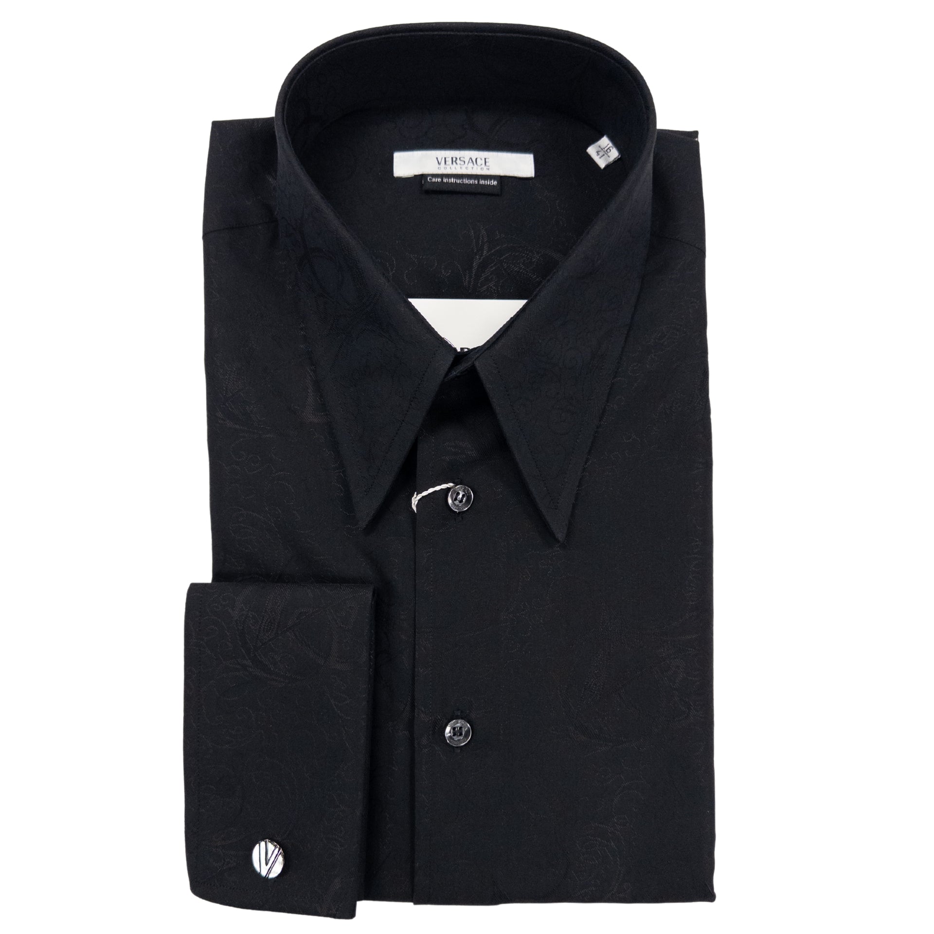 versace dress shirt black Versace Floral Black Dress Shirt – Morovati Uomo