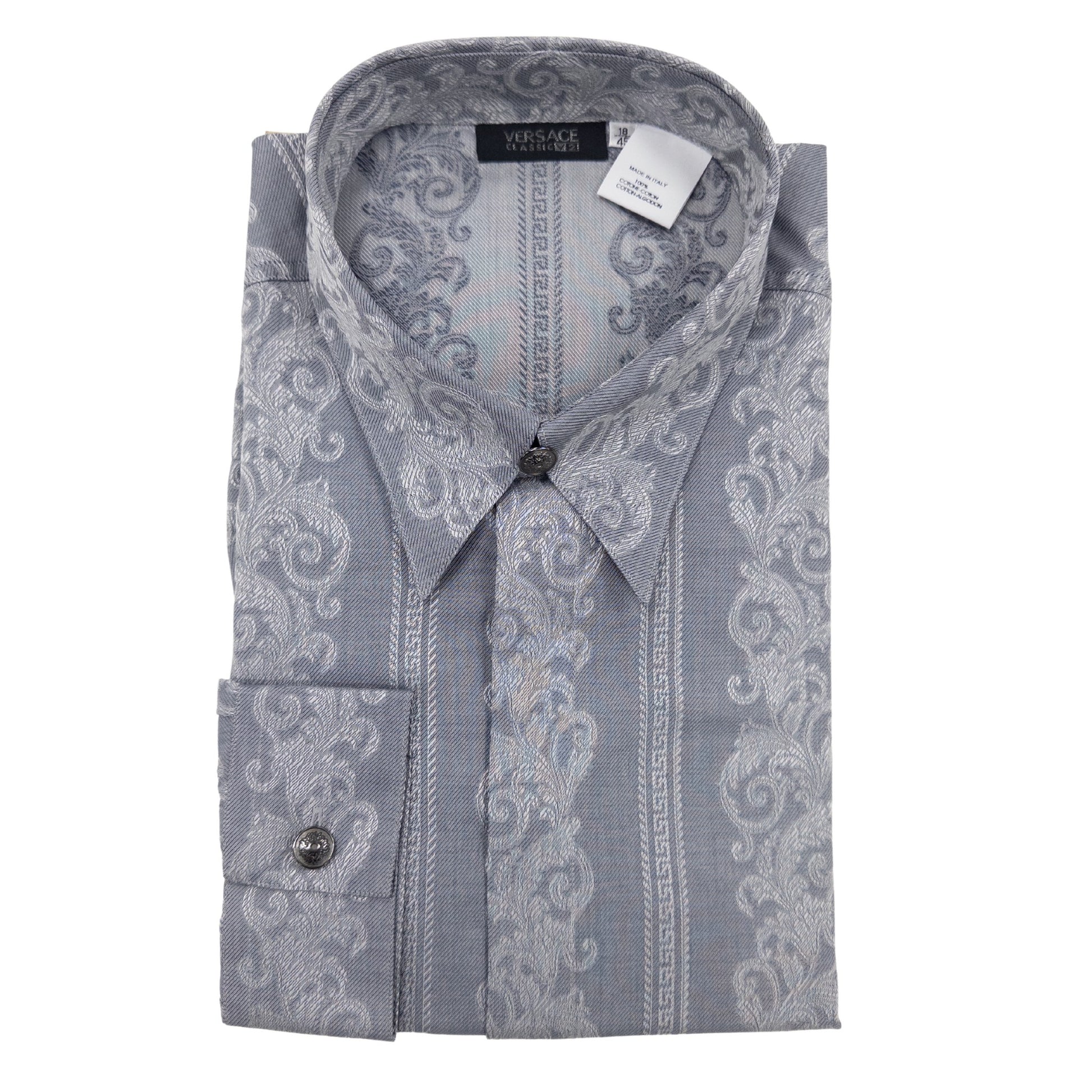 Versace Gray Floral Dress Shirt – Morovati Uomo Versace Gray Floral Dress Shirt – Morovati Uomo