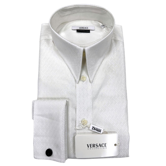 Versace White Diamond Dress Shirt