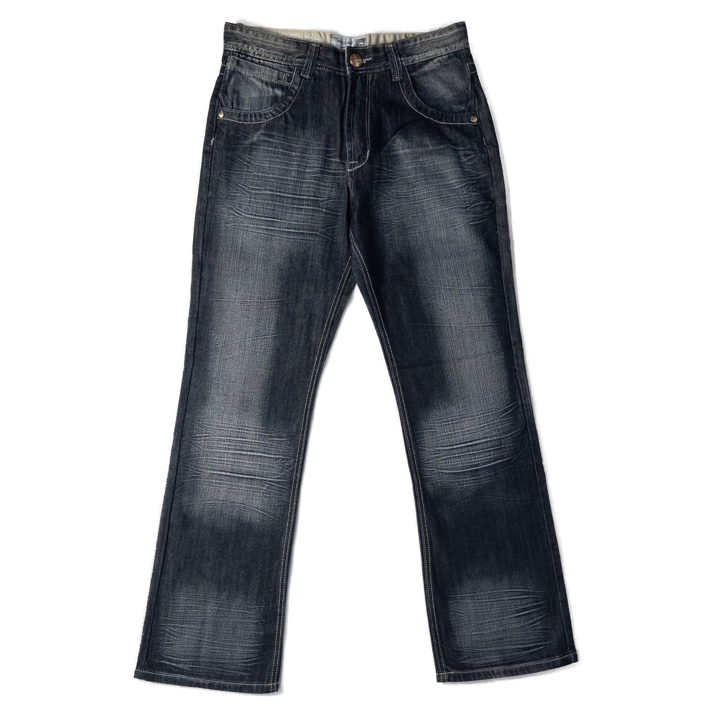 Faded blue jeans front