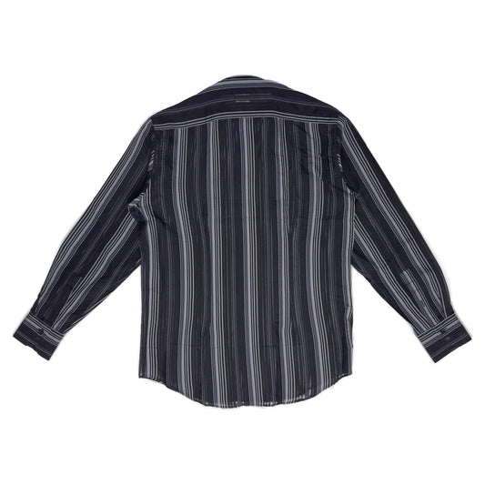 Versace Black & Navy Striped See-Through Shirt