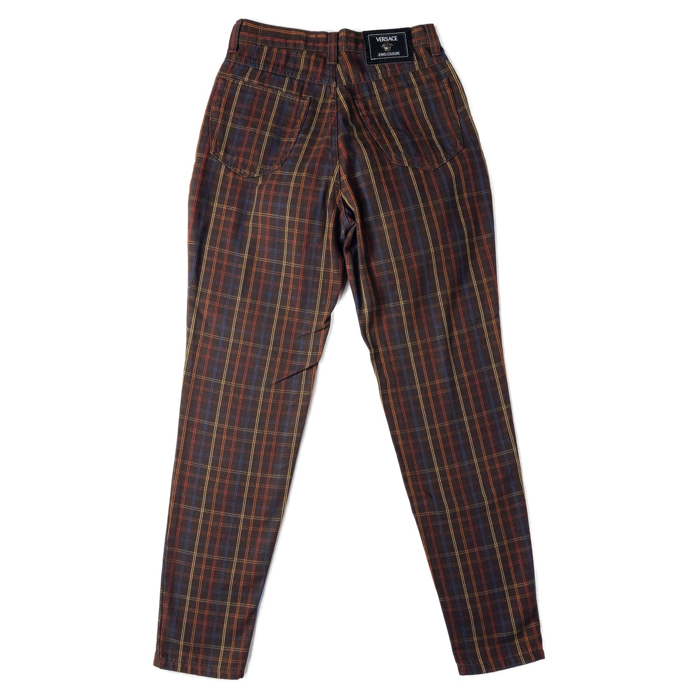 versace brown plaid trousers back