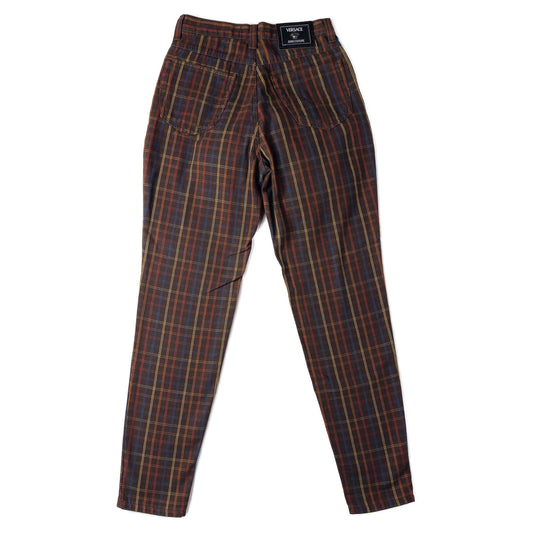 versace brown plaid trousers back