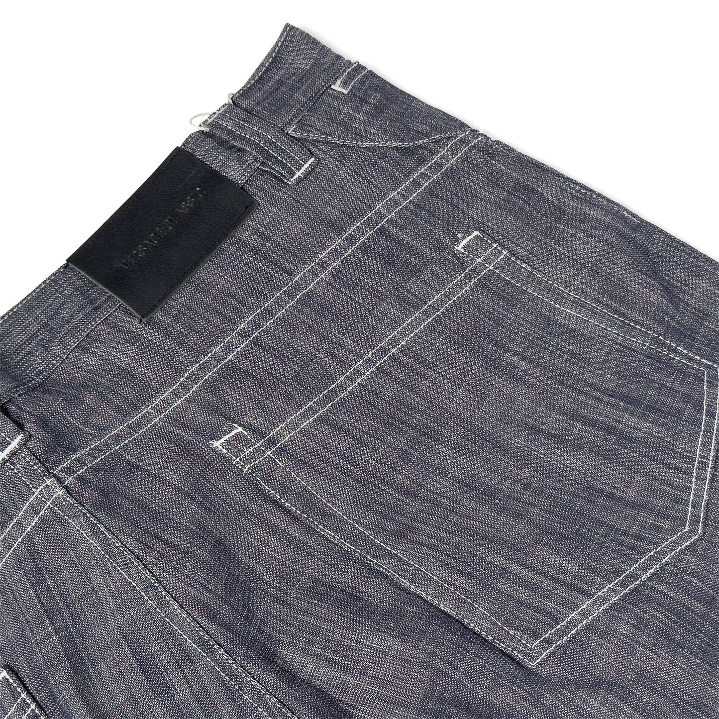 Versace Gray Textured Cotton & Linen Pants