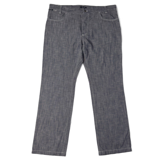 Versace Gray Textured Cotton & Linen Pants