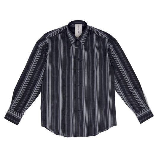 Versace Black & Navy Striped See-Through Shirt