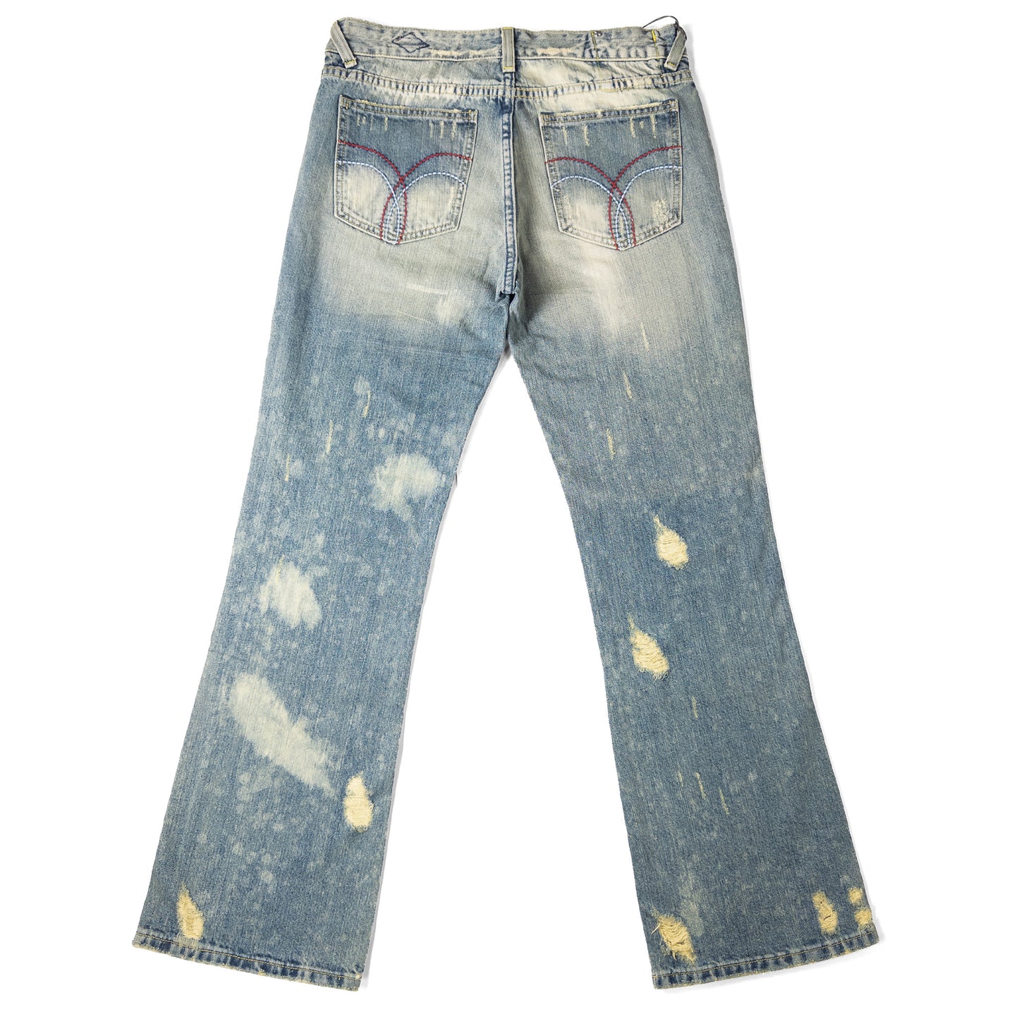 XRAY Distressed blue jeans back view stitched pockets